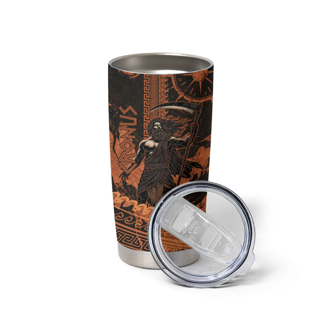 Cronus Lord Of Golden Age Tumbler Cup Titan King Cronus Scythe Greek Key Art