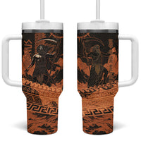 Cronus Lord Of Golden Age Tumbler With Handle Titan King Cronus Scythe Greek Key Art