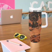 Cronus Lord Of Golden Age Tumbler With Handle Titan King Cronus Scythe Greek Key Art