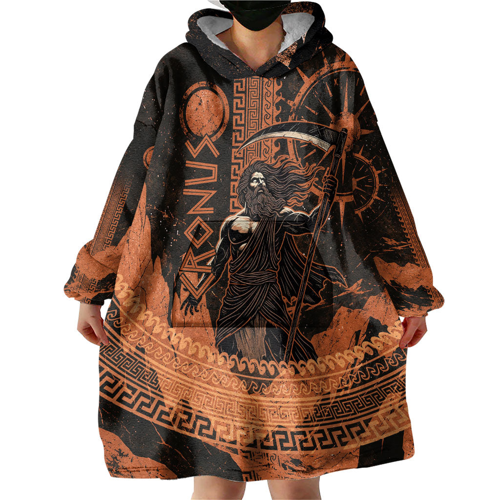 Cronus Lord Of Golden Age Wearable Blanket Hoodie Titan King Cronus Scythe Greek Key Art