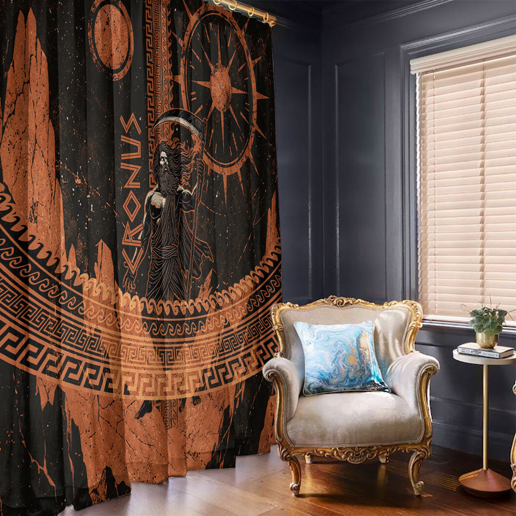 Cronus Lord Of Golden Age Window Curtain Titan King Cronus Scythe Greek Key Art