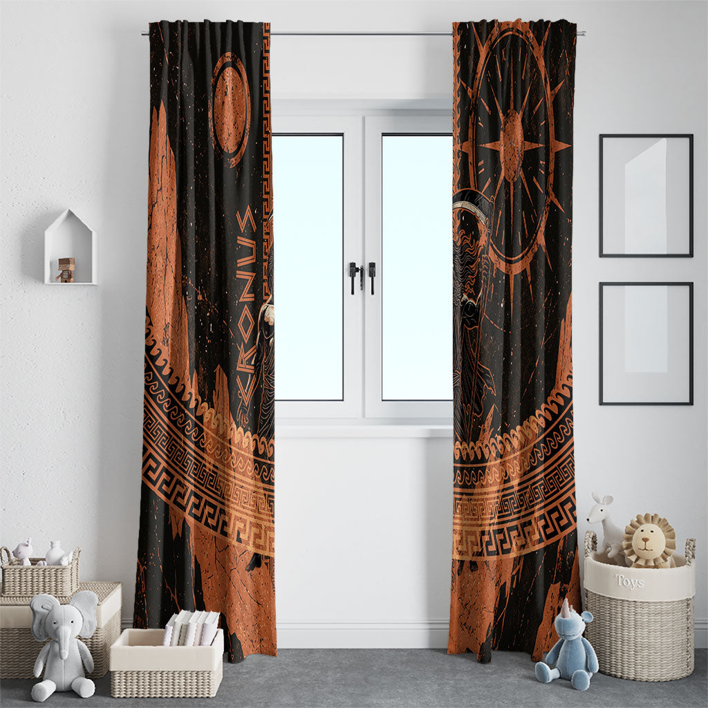 Cronus Lord Of Golden Age Window Curtain Titan King Cronus Scythe Greek Key Art