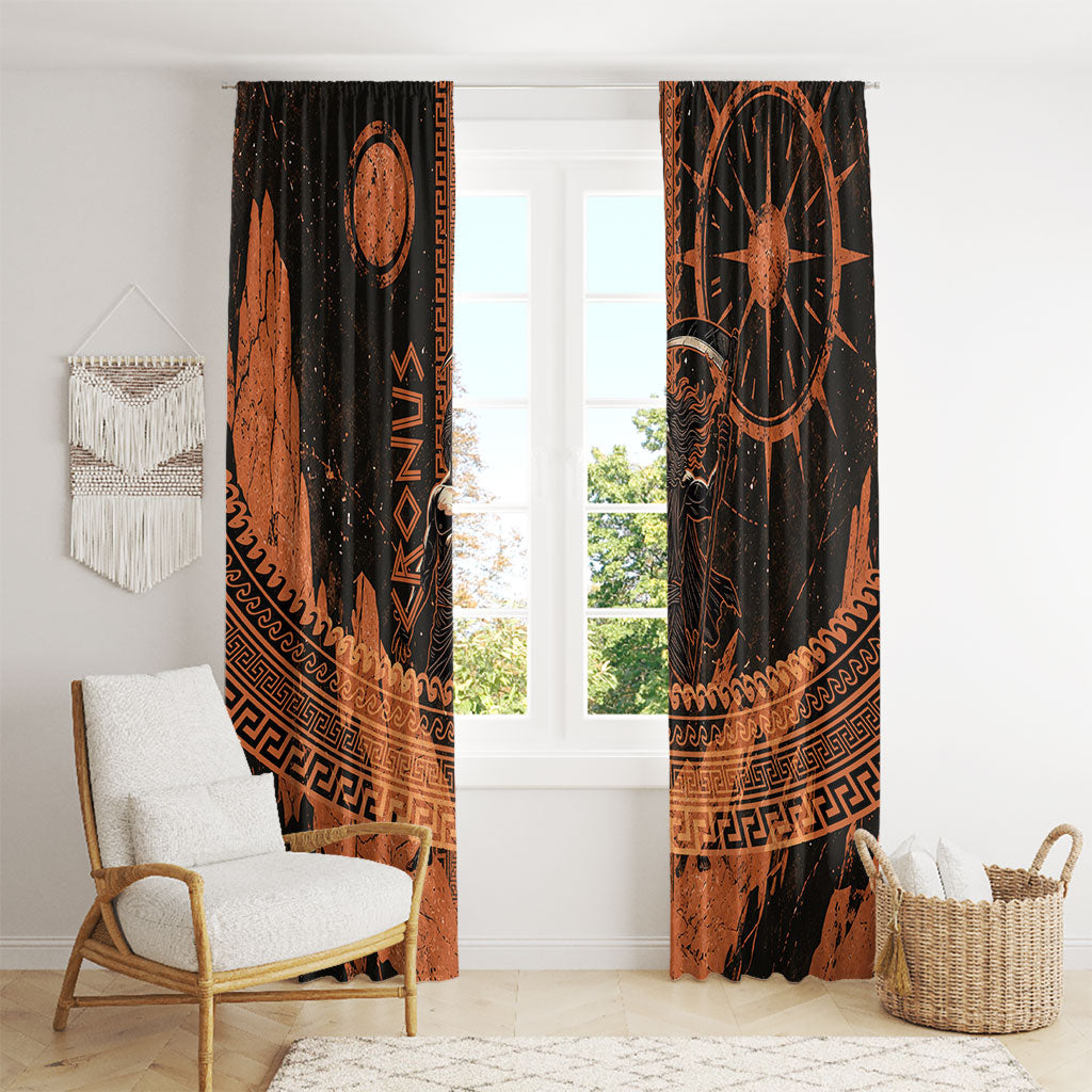 Cronus Lord Of Golden Age Window Curtain Titan King Cronus Scythe Greek Key Art