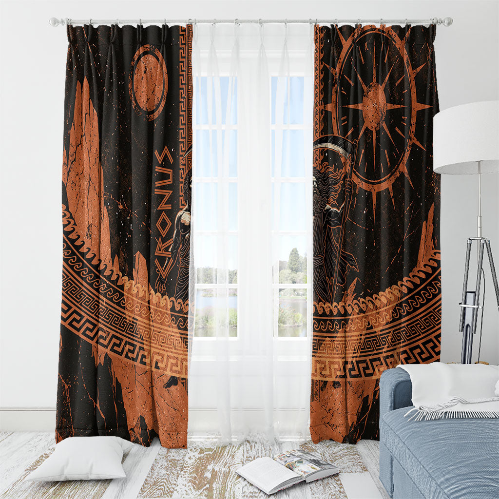 Cronus Lord Of Golden Age Window Curtain Titan King Cronus Scythe Greek Key Art