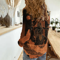 Cronus Lord Of Golden Age Women Casual Shirt Titan King Cronus Scythe Greek Key Art