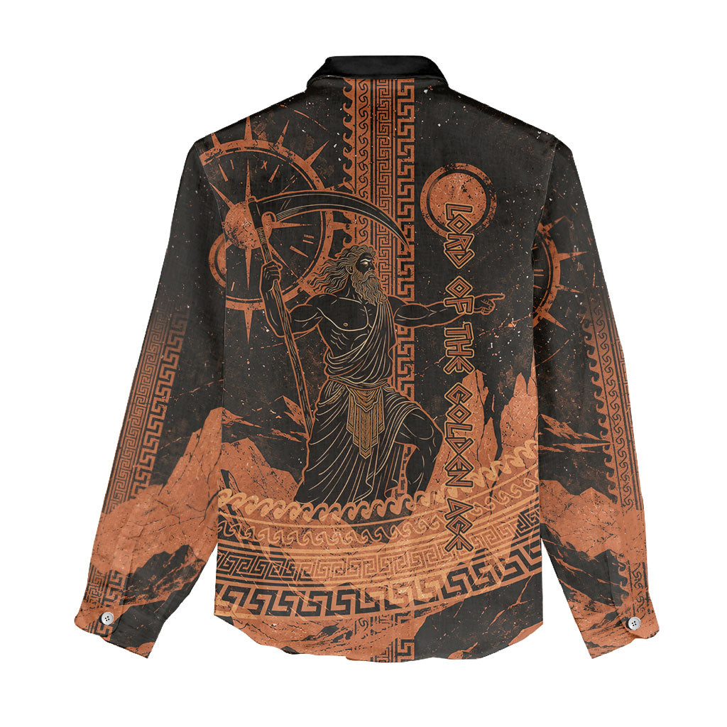 Cronus Lord Of Golden Age Women Casual Shirt Titan King Cronus Scythe Greek Key Art