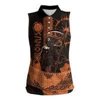 Cronus Lord Of Golden Age Women Sleeveless Polo Shirt Titan King Cronus Scythe Greek Key Art