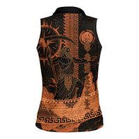 Cronus Lord Of Golden Age Women Sleeveless Polo Shirt Titan King Cronus Scythe Greek Key Art