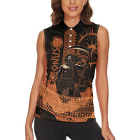 Cronus Lord Of Golden Age Women Sleeveless Polo Shirt Titan King Cronus Scythe Greek Key Art