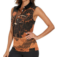 Cronus Lord Of Golden Age Women Sleeveless Polo Shirt Titan King Cronus Scythe Greek Key Art