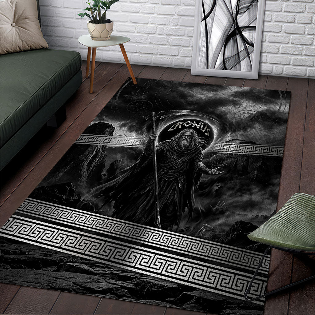 Cronus Father Of Gods Greek Area Rug Titan Leader Cronus Scythe Greek Key Art