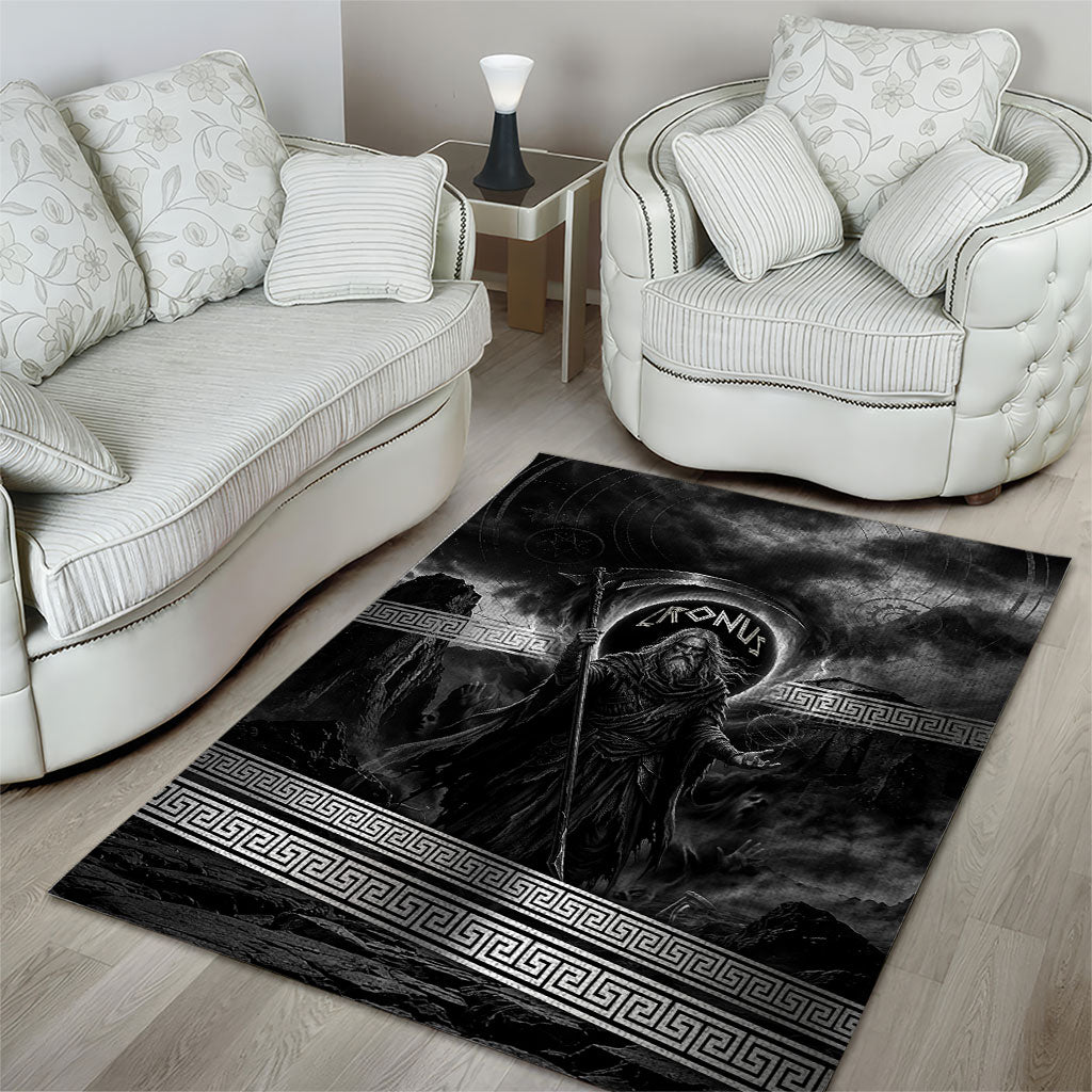Cronus Father Of Gods Greek Area Rug Titan Leader Cronus Scythe Greek Key Art