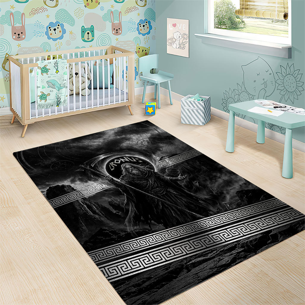 Cronus Father Of Gods Greek Area Rug Titan Leader Cronus Scythe Greek Key Art