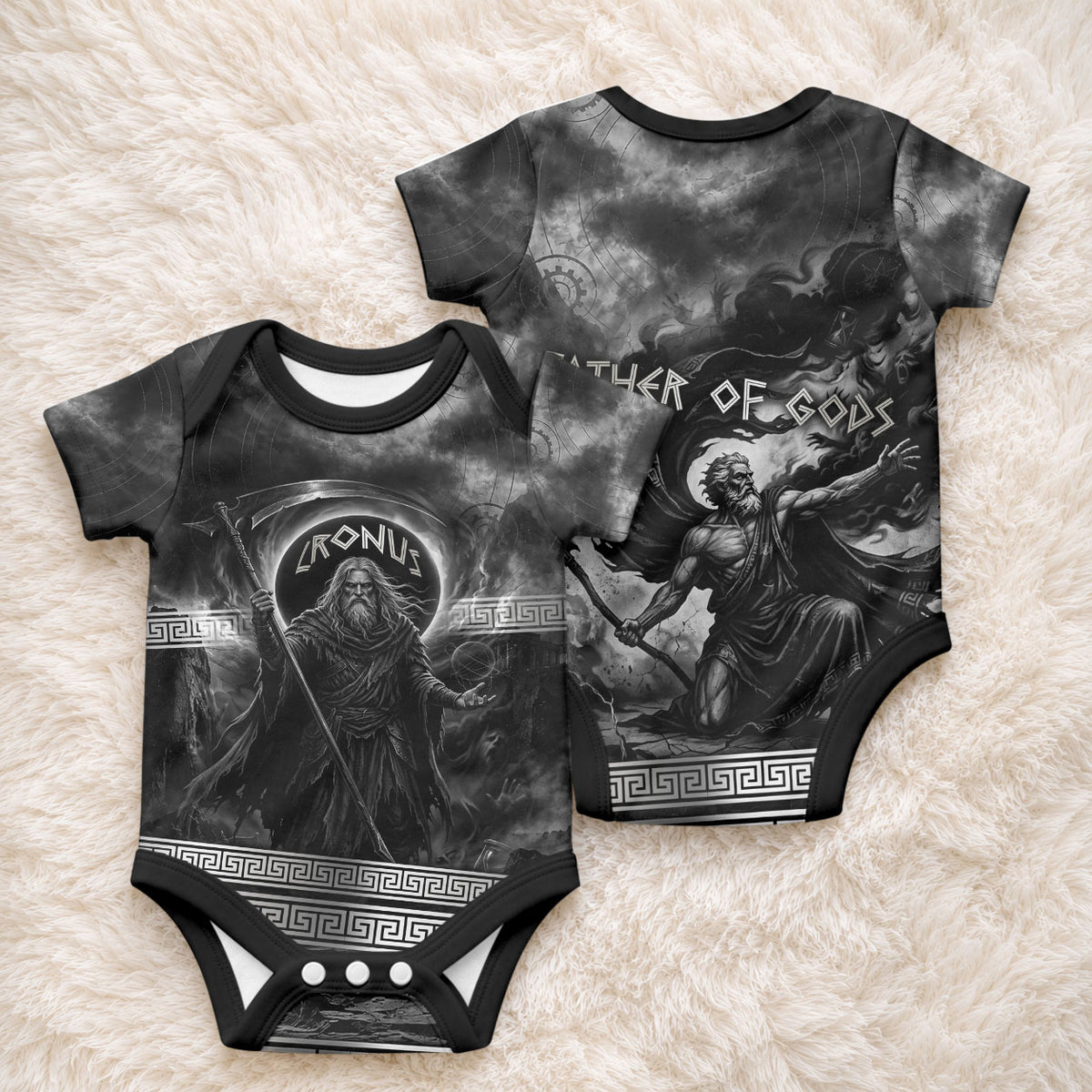 Cronus Father Of Gods Greek Baby Onesie Titan Leader Cronus Scythe Greek Key Art