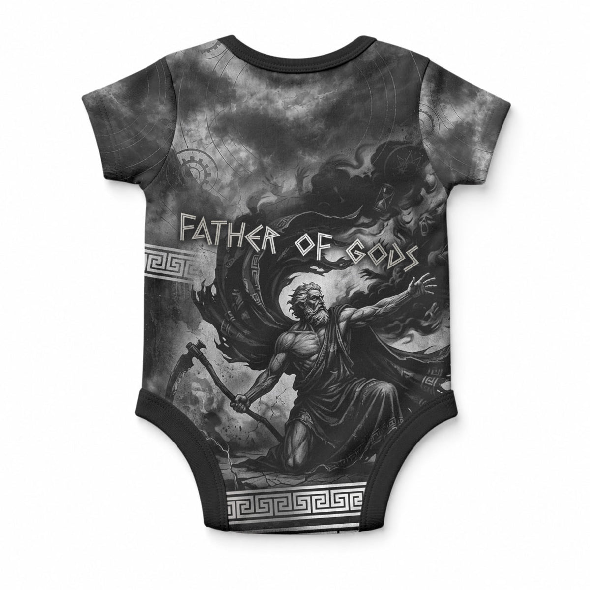 Cronus Father Of Gods Greek Baby Onesie Titan Leader Cronus Scythe Greek Key Art