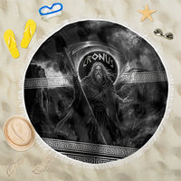 Cronus Father Of Gods Greek Beach Blanket Titan Leader Cronus Scythe Greek Key Art