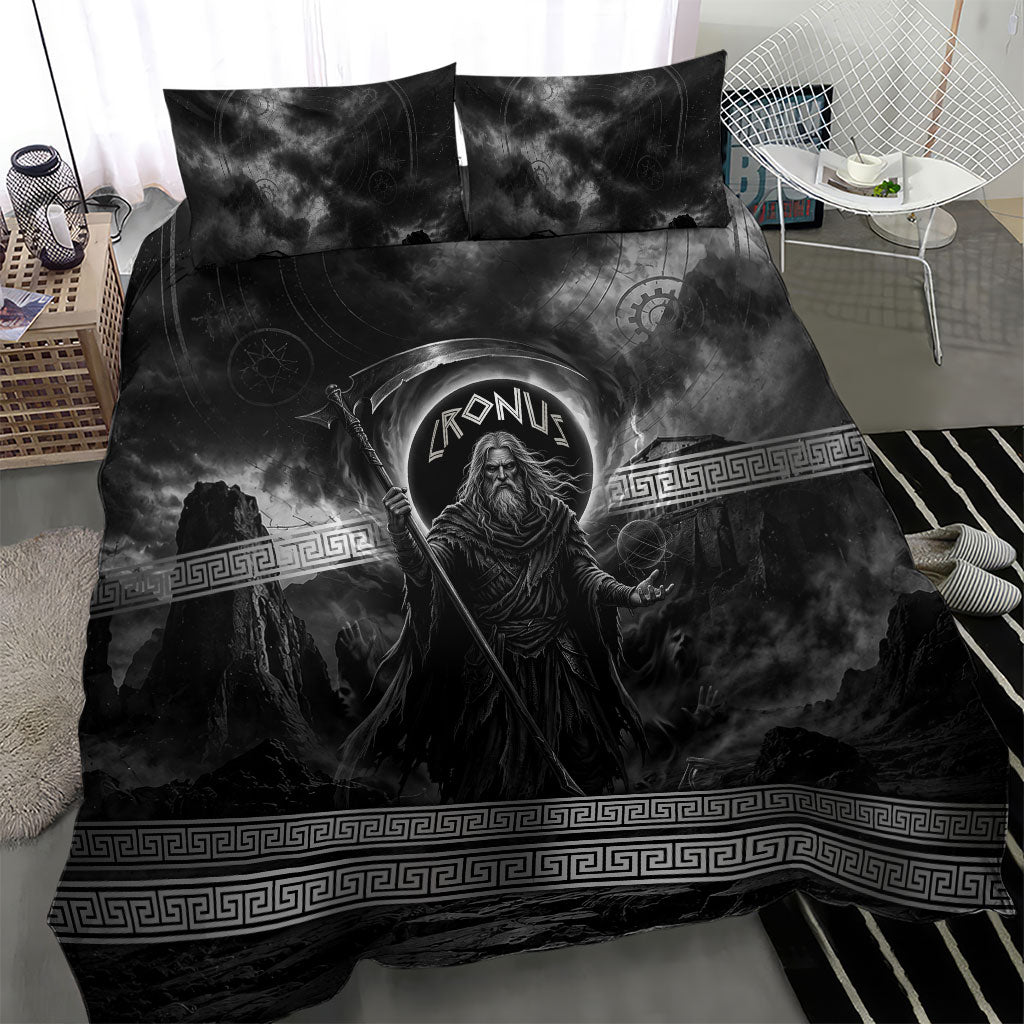Cronus Father Of Gods Greek Bedding Set Titan Leader Cronus Scythe Greek Key Art