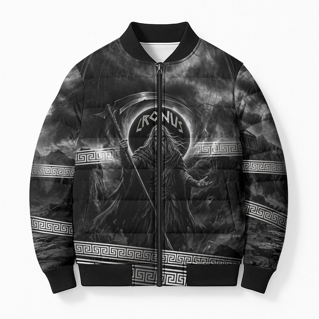 Cronus Father Of Gods Greek Bomber Puffer Jacket Titan Leader Cronus Scythe Greek Key Art