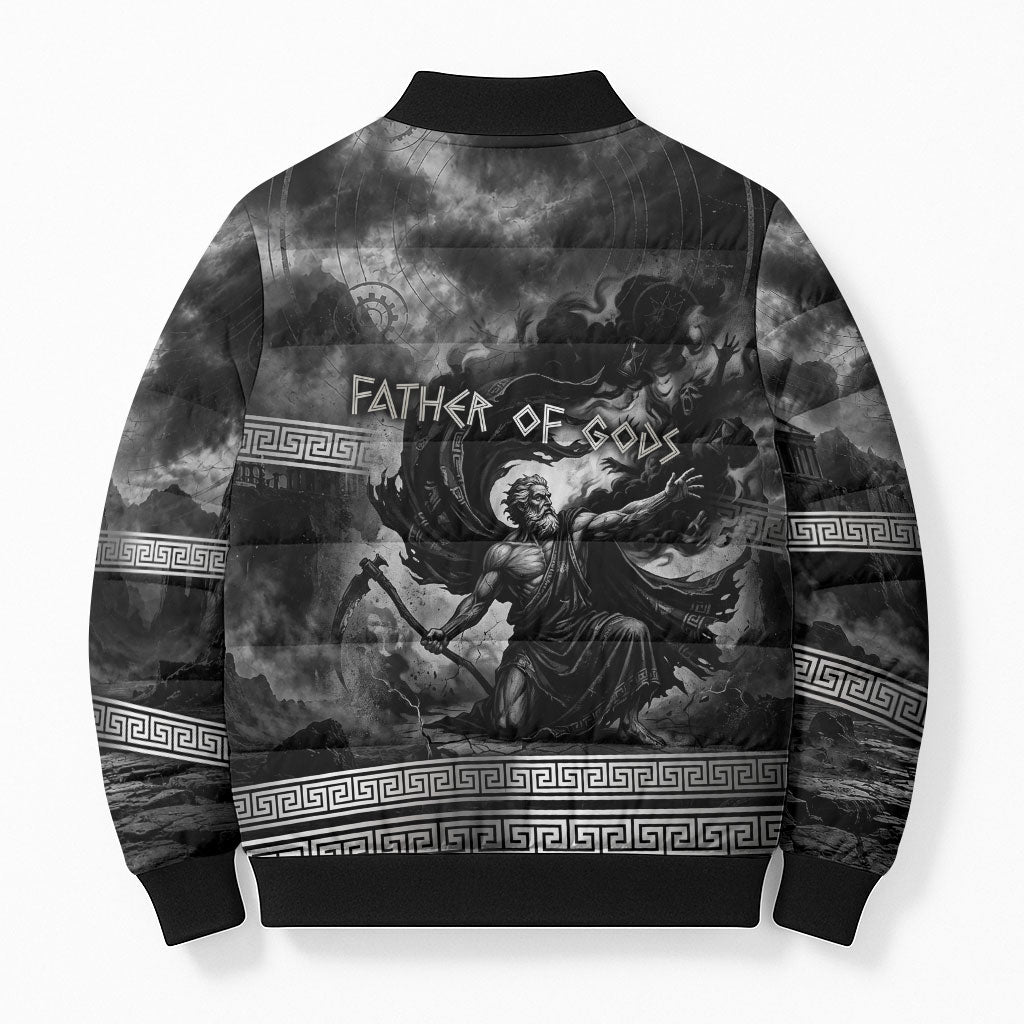 Cronus Father Of Gods Greek Bomber Puffer Jacket Titan Leader Cronus Scythe Greek Key Art