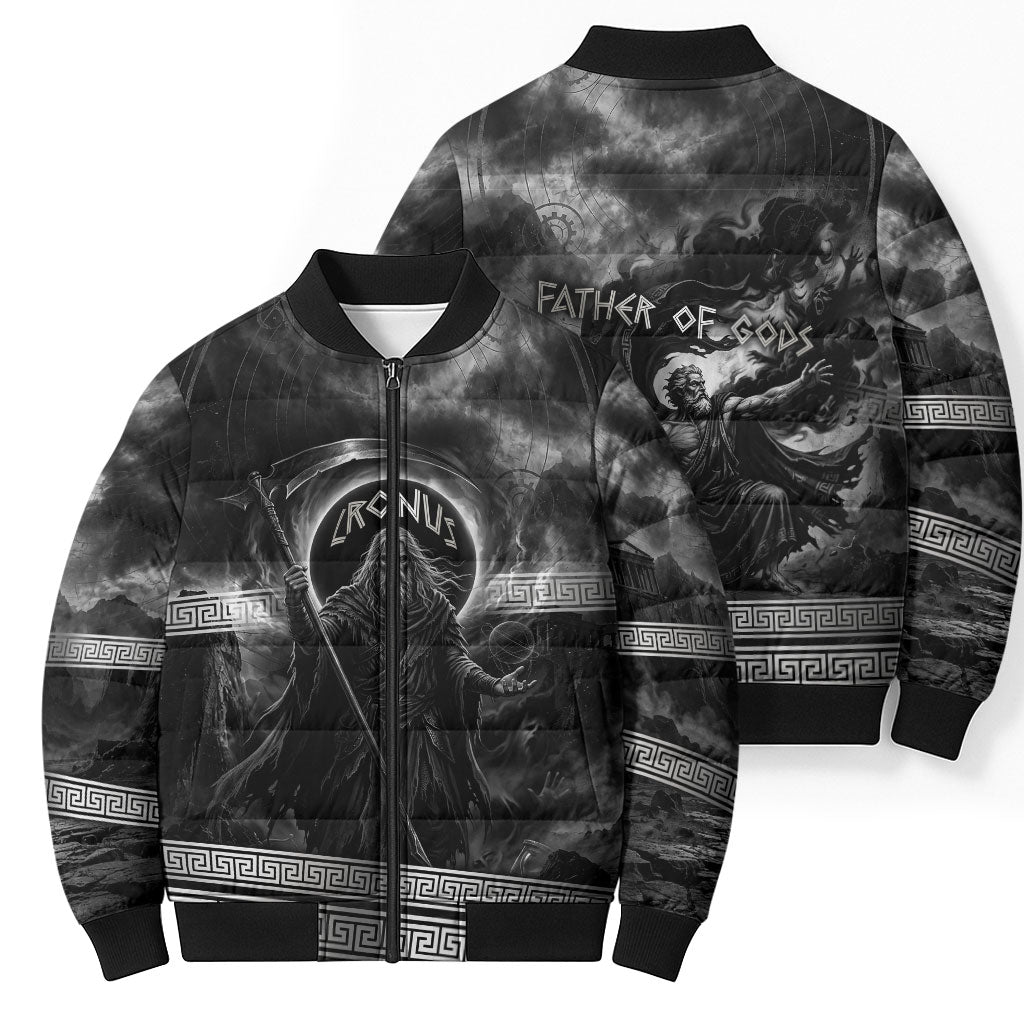 Cronus Father Of Gods Greek Bomber Puffer Jacket Titan Leader Cronus Scythe Greek Key Art