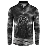 Cronus Father Of Gods Greek Button Sweatshirt Titan Leader Cronus Scythe Greek Key Art