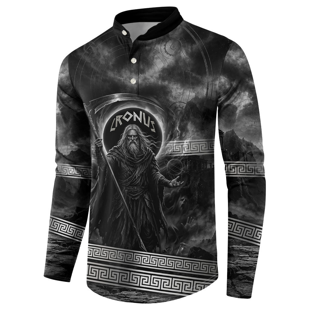 Cronus Father Of Gods Greek Button Sweatshirt Titan Leader Cronus Scythe Greek Key Art