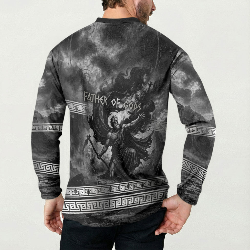 Cronus Father Of Gods Greek Button Sweatshirt Titan Leader Cronus Scythe Greek Key Art