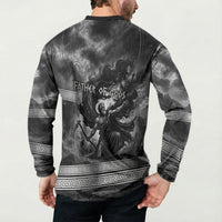 Cronus Father Of Gods Greek Button Sweatshirt Titan Leader Cronus Scythe Greek Key Art