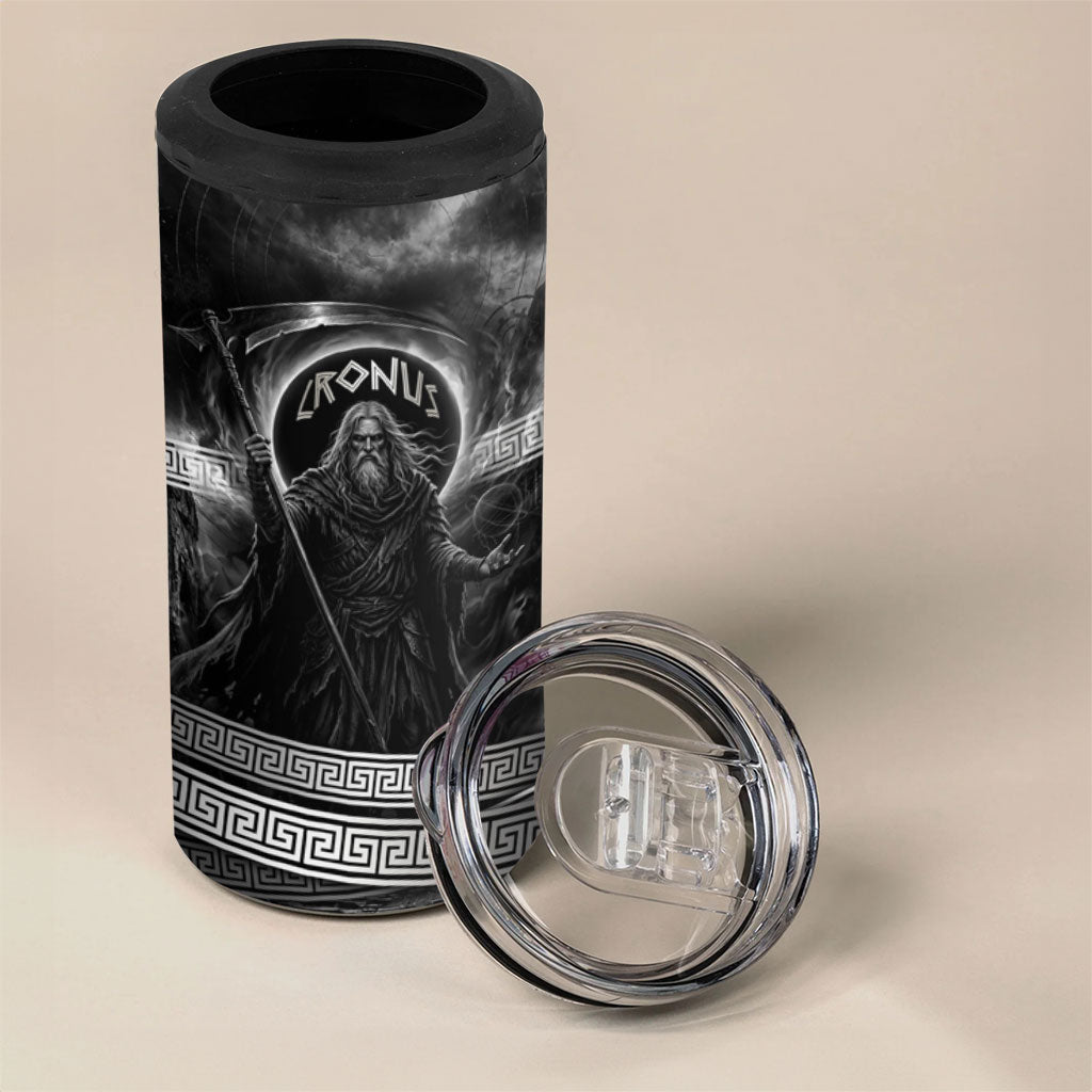Cronus Father Of Gods Greek 4 in 1 Can Cooler Tumbler Titan Leader Cronus Scythe Greek Key Art