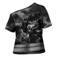 Cronus Father Of Gods Greek Cross Shoulder Shirt Titan Leader Cronus Scythe Greek Key Art