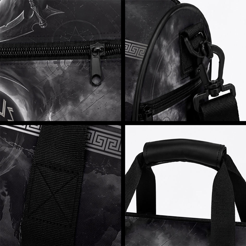 Cronus Father Of Gods Greek Duffle Bag Titan Leader Cronus Scythe Greek Key Art