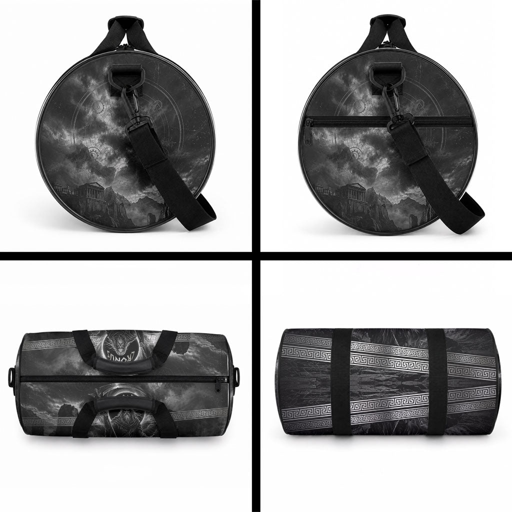 Cronus Father Of Gods Greek Duffle Bag Titan Leader Cronus Scythe Greek Key Art