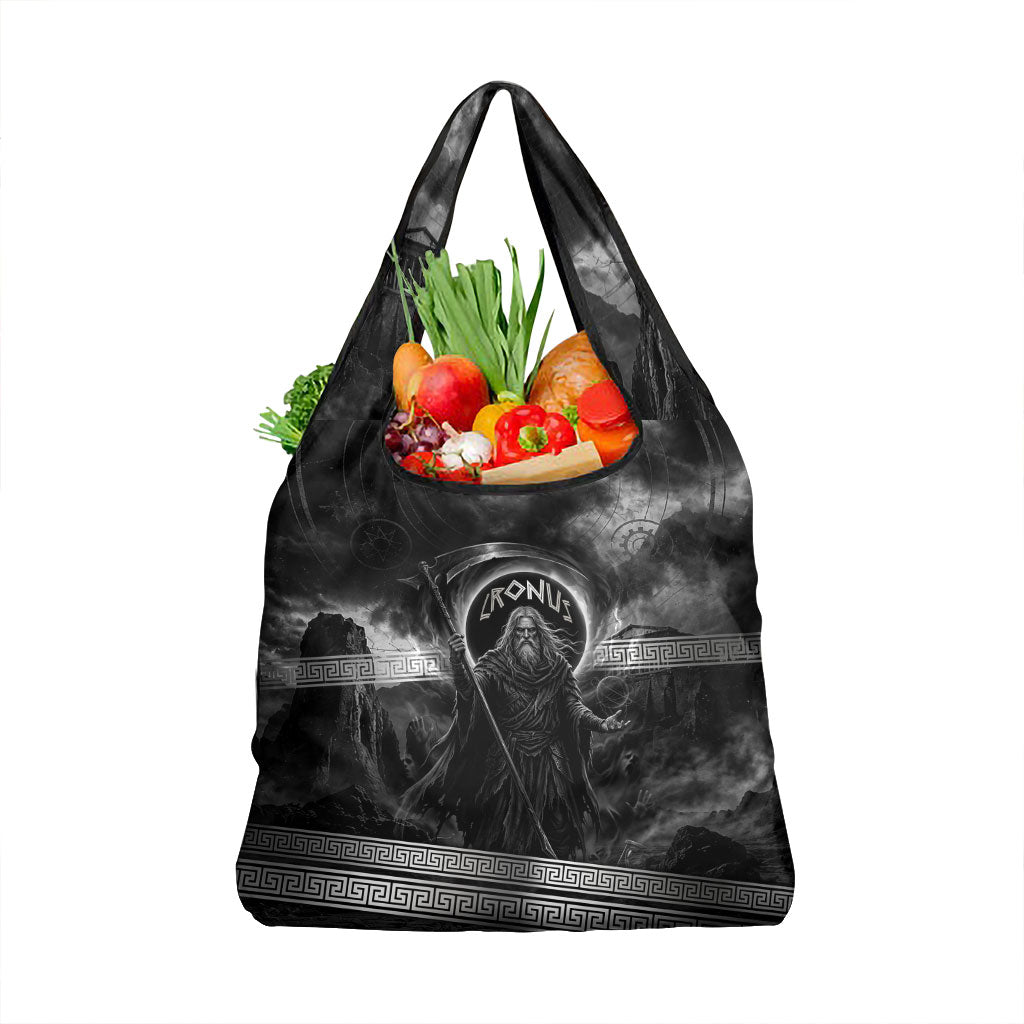 Cronus Father Of Gods Greek Grocery Bag Titan Leader Cronus Scythe Greek Key Art