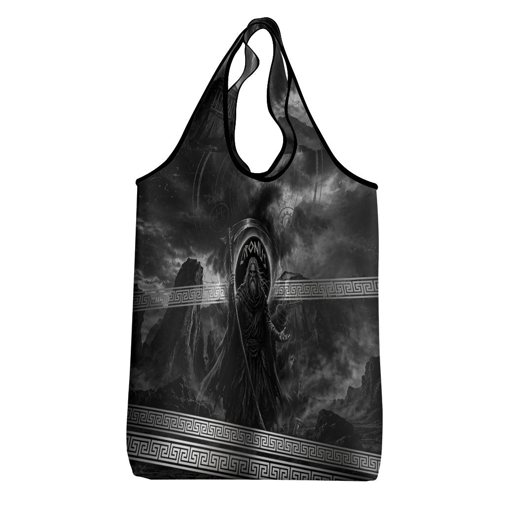 Cronus Father Of Gods Greek Grocery Bag Titan Leader Cronus Scythe Greek Key Art