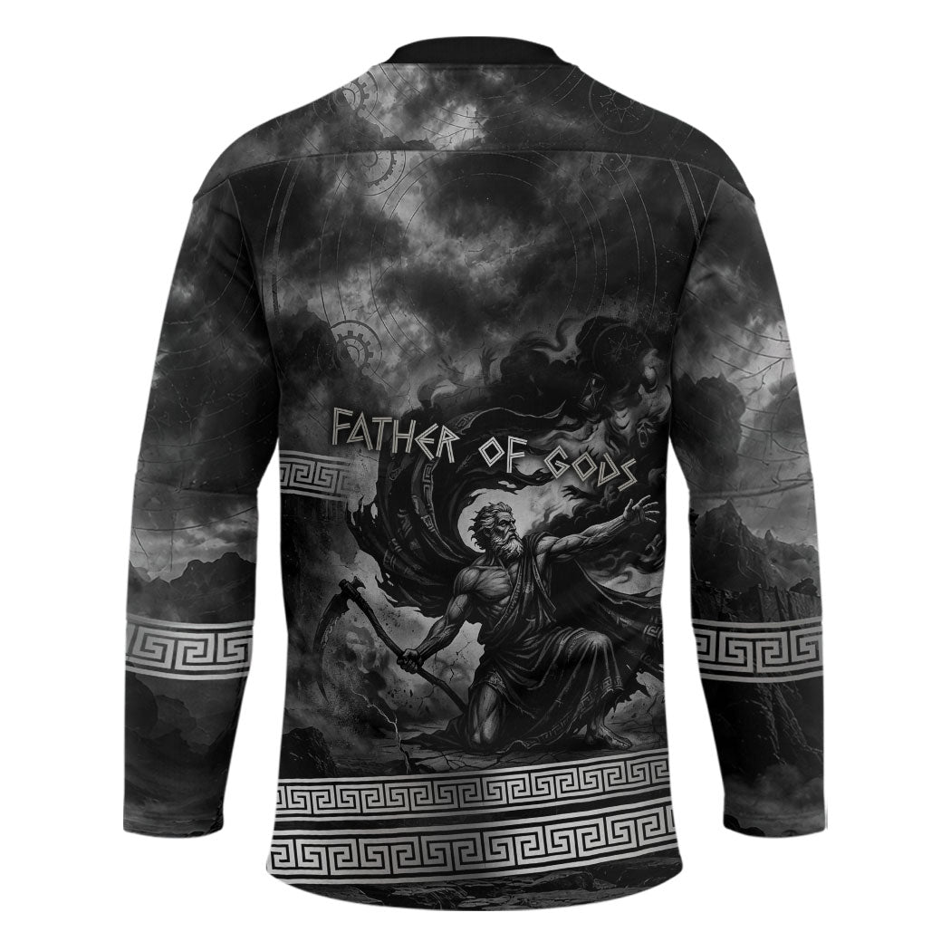 Cronus Father Of Gods Greek Hockey Jersey Titan Leader Cronus Scythe Greek Key Art