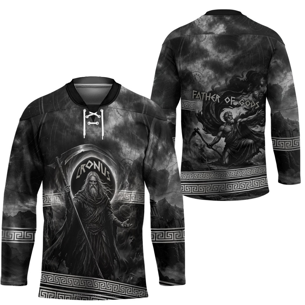 Cronus Father Of Gods Greek Hockey Jersey Titan Leader Cronus Scythe Greek Key Art