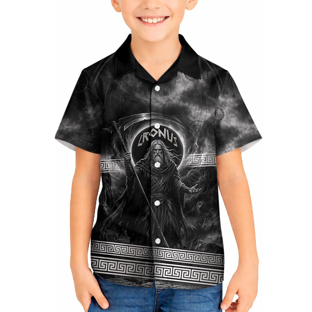 Cronus Father Of Gods Greek Kid Hawaiian Shirt Titan Leader Cronus Scythe Greek Key Art