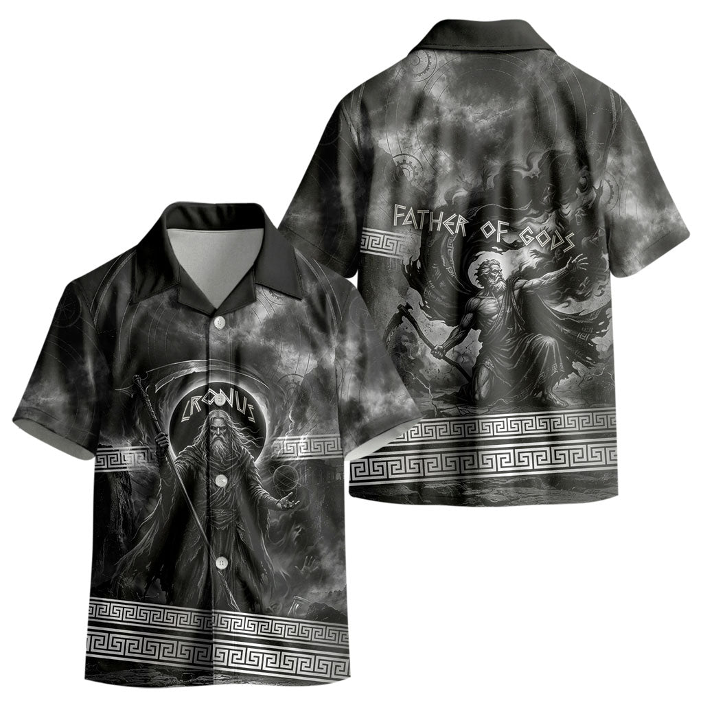 Cronus Father Of Gods Greek Kid Hawaiian Shirt Titan Leader Cronus Scythe Greek Key Art