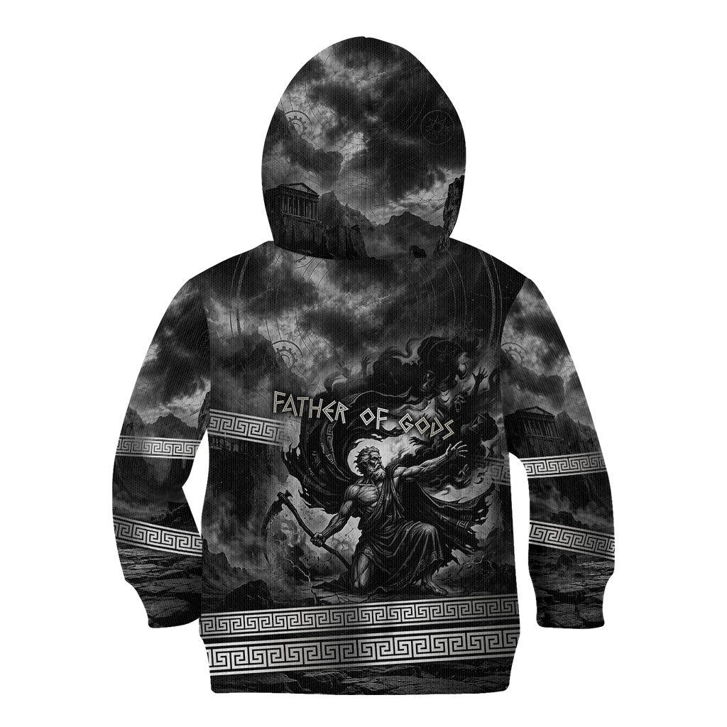 Cronus Father Of Gods Greek Kid Hoodie Titan Leader Cronus Scythe Greek Key Art