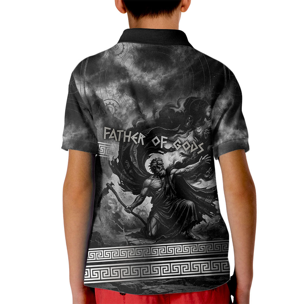 Cronus Father Of Gods Greek Kid Polo Shirt Titan Leader Cronus Scythe Greek Key Art