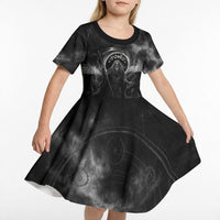 Cronus Father Of Gods Greek Kid Short Sleeve Dress Titan Leader Cronus Scythe Greek Key Art