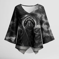 Cronus Father Of Gods Greek Kimono Sleeve Blouse Titan Leader Cronus Scythe Greek Key Art