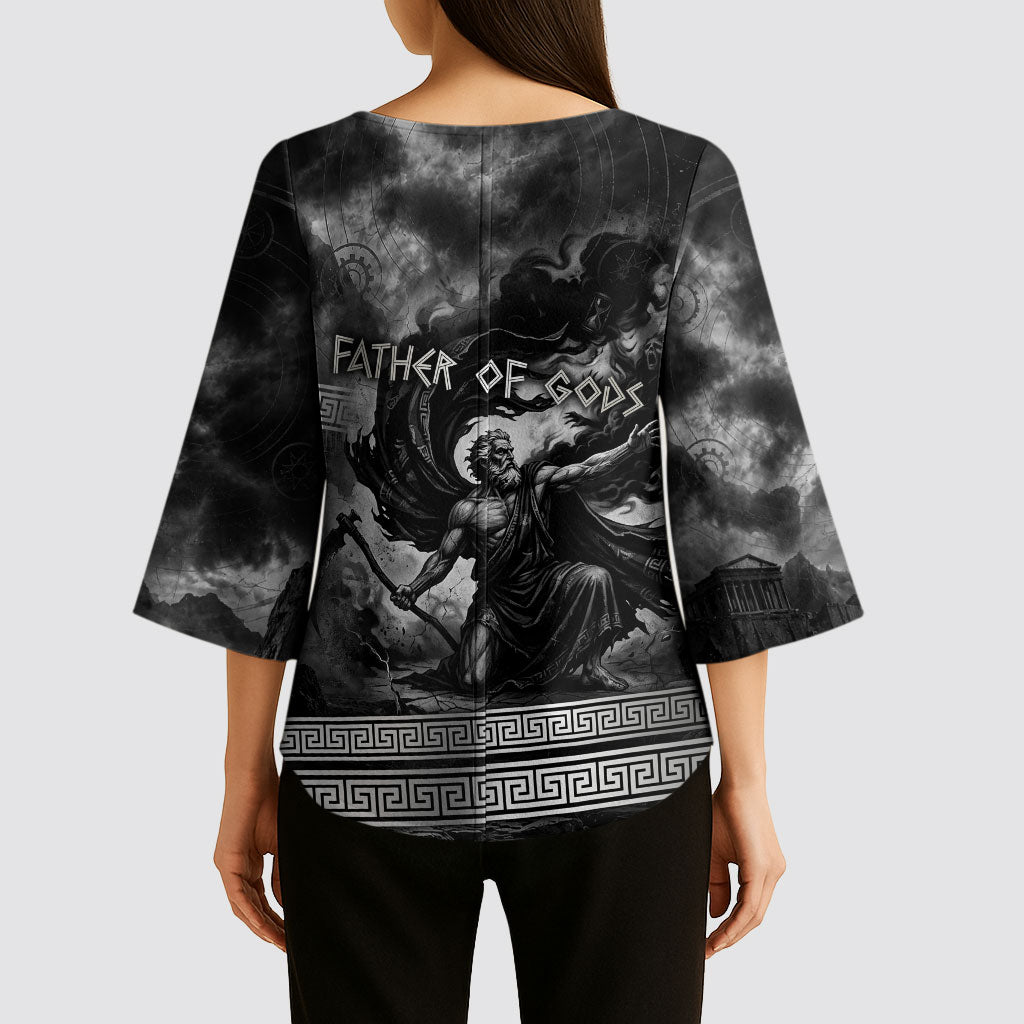 Cronus Father Of Gods Greek Kimono Sleeve Blouse Titan Leader Cronus Scythe Greek Key Art