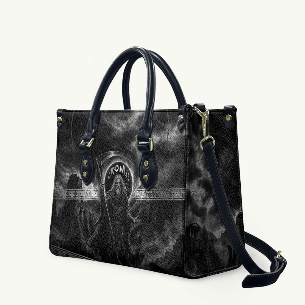 Cronus Father Of Gods Greek Leather Bag Titan Leader Cronus Scythe Greek Key Art