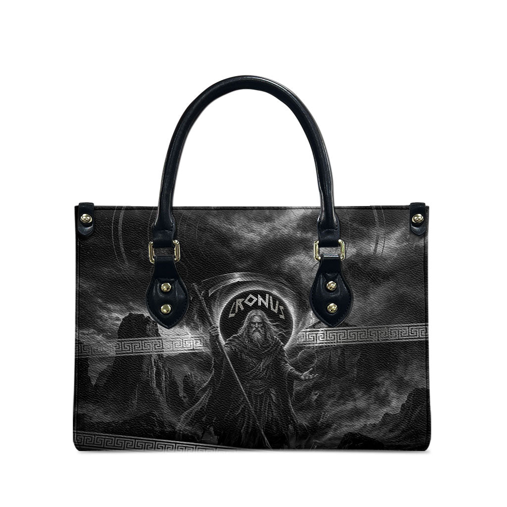 Cronus Father Of Gods Greek Leather Bag Titan Leader Cronus Scythe Greek Key Art