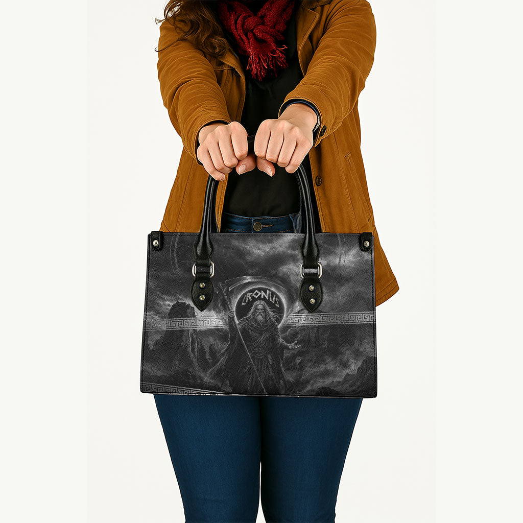 Cronus Father Of Gods Greek Leather Bag Titan Leader Cronus Scythe Greek Key Art