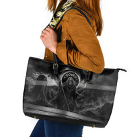 Cronus Father Of Gods Greek Leather Tote Bag Titan Leader Cronus Scythe Greek Key Art