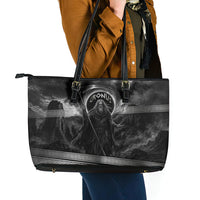 Cronus Father Of Gods Greek Leather Tote Bag Titan Leader Cronus Scythe Greek Key Art