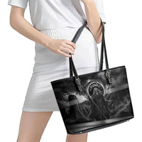 Cronus Father Of Gods Greek Leather Tote Bag Titan Leader Cronus Scythe Greek Key Art