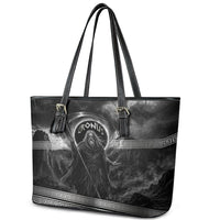 Cronus Father Of Gods Greek Leather Tote Bag Titan Leader Cronus Scythe Greek Key Art